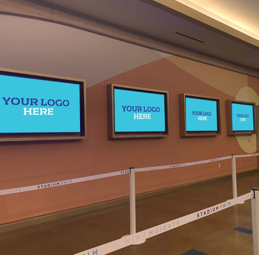 Entrance screens along the arrival line